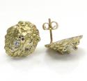 10k yellow gold medium cz lion earrings 0.20ct