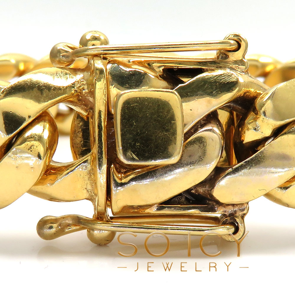 10k yellow gold solid thick miami bracelet 8.50