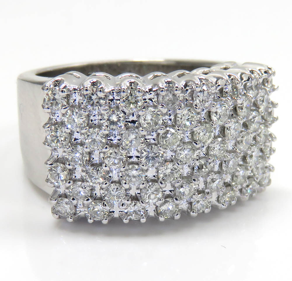 14k white gold diamond thick cluster ring 2.00ct