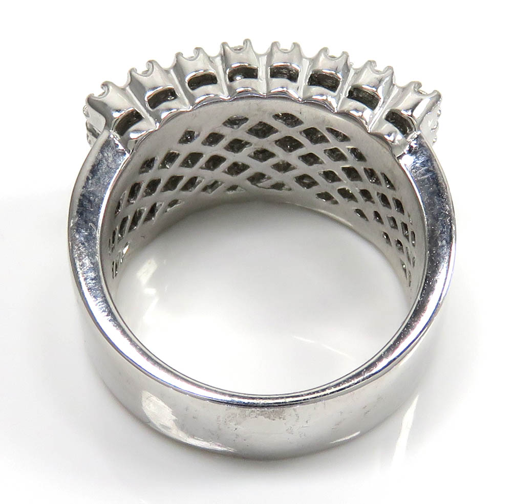 14k white gold diamond thick cluster ring 2.00ct