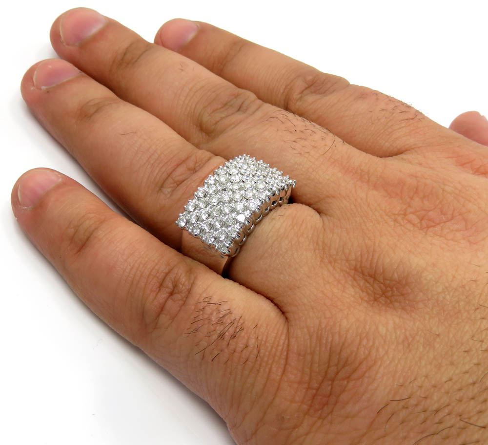 14k white gold diamond thick cluster ring 2.00ct