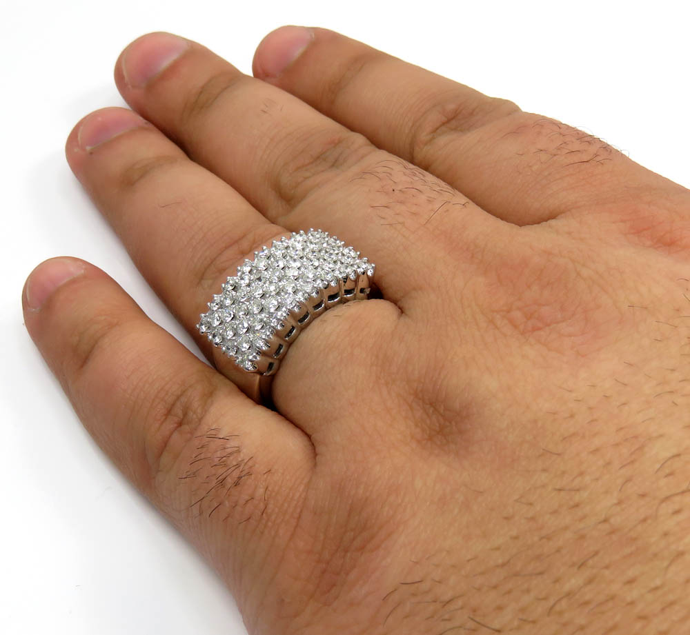 14k white gold diamond thick cluster ring 2.00ct