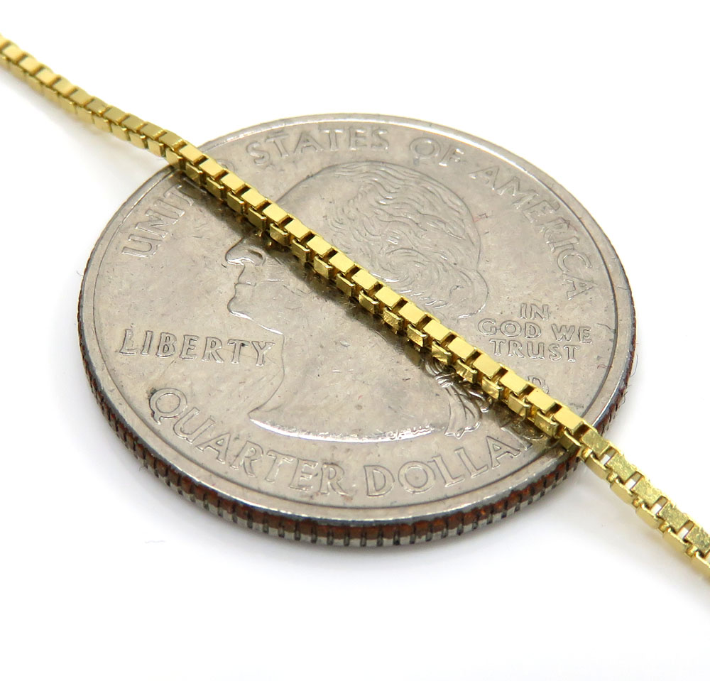 14k yellow gold skinny solid box link chain 18-22 inch 1.1mm
