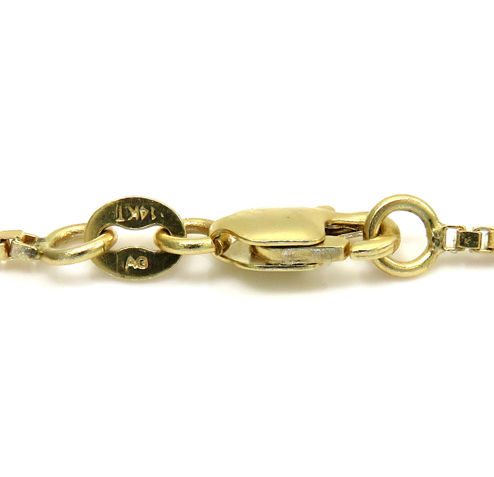 14k yellow gold skinny solid box link chain 18-22 inch 1.1mm
