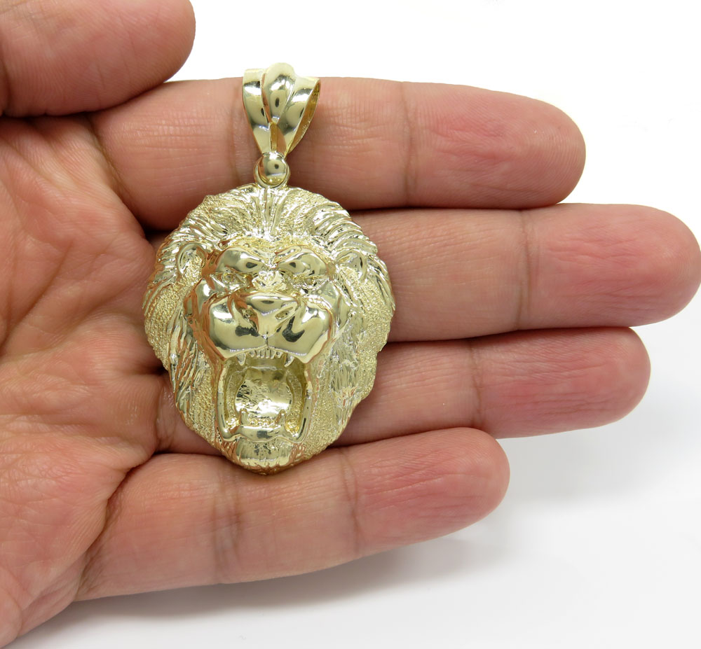 10k yellow gold solid medium 3d lion head pendant  - Image 5