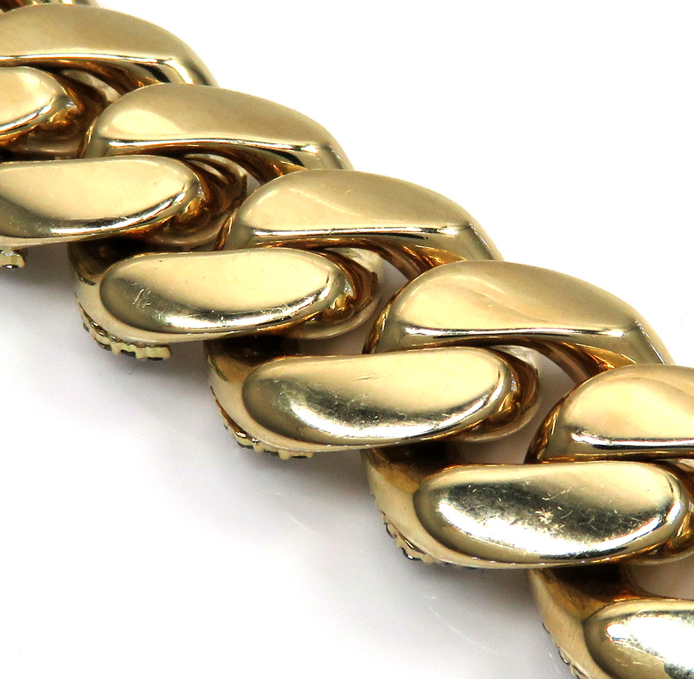 10k solid yellow gold xl diamond miami bracelet 9 inches 19mm 13.50ct - Image 5