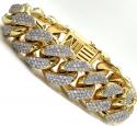 10k solid yellow gold xl diamond miami bracelet 9 inches 19mm 13.50ct