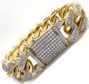 10k solid yellow gold xl diamond miami bracelet 9 inches 19mm 13.50ct