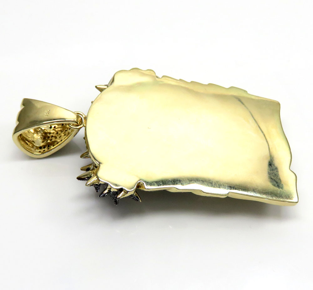 14k yellow gold large canary & black diamond jesus pendant 6.90 ct - Image 5