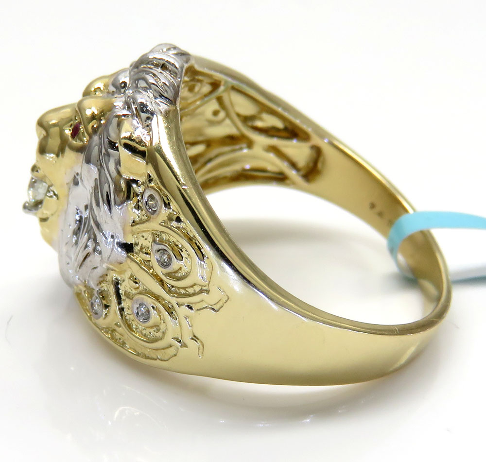 10k two tone gold diamond lion ring 0.23ct