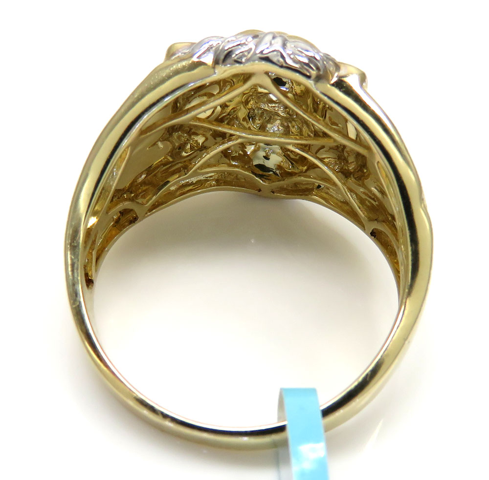 10k two tone gold diamond lion ring 0.23ct