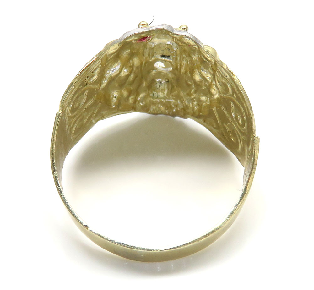 10k two tone gold cz lion ring 0.15ct