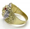 10k two tone gold cz lion ring 0.15ct