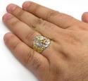 10k two tone gold cz lion ring 0.15ct