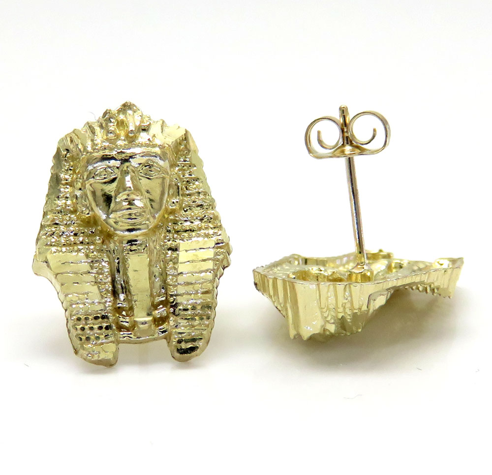 10k yellow gold small king tut earrings  - Image 2