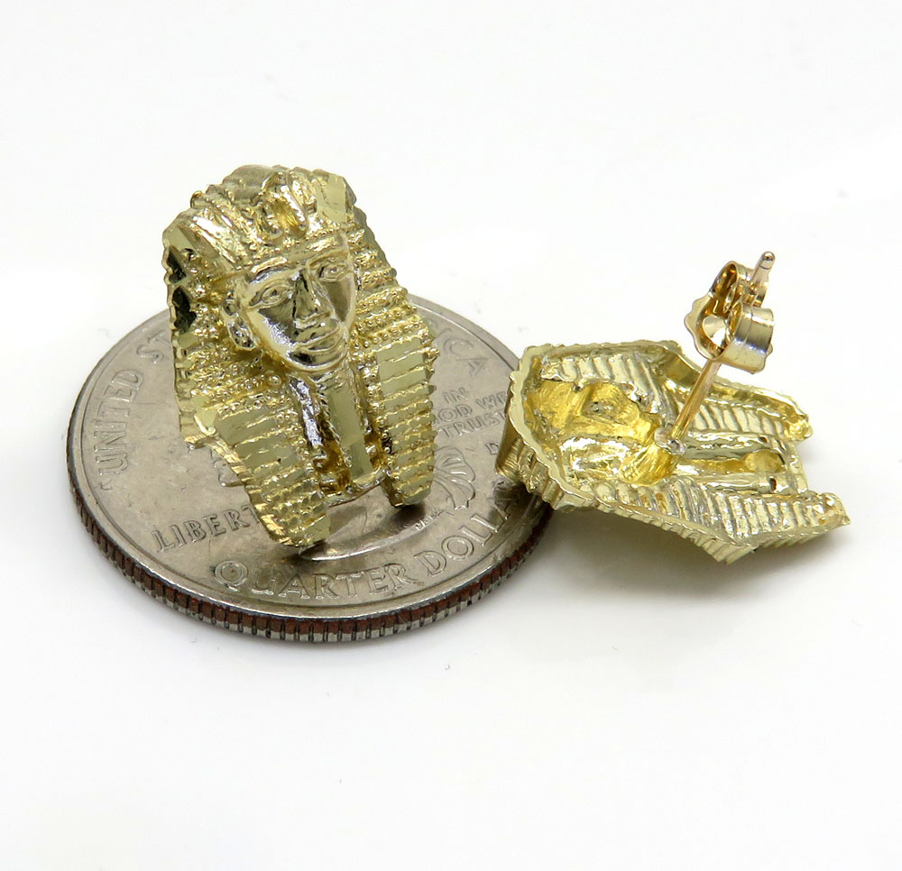 10k yellow gold small king tut earrings  - Image 3