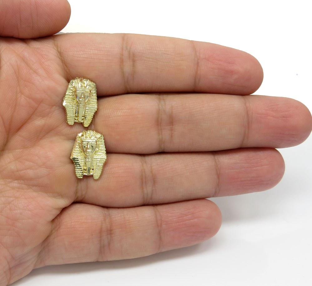 10k yellow gold small king tut earrings  - Image 4