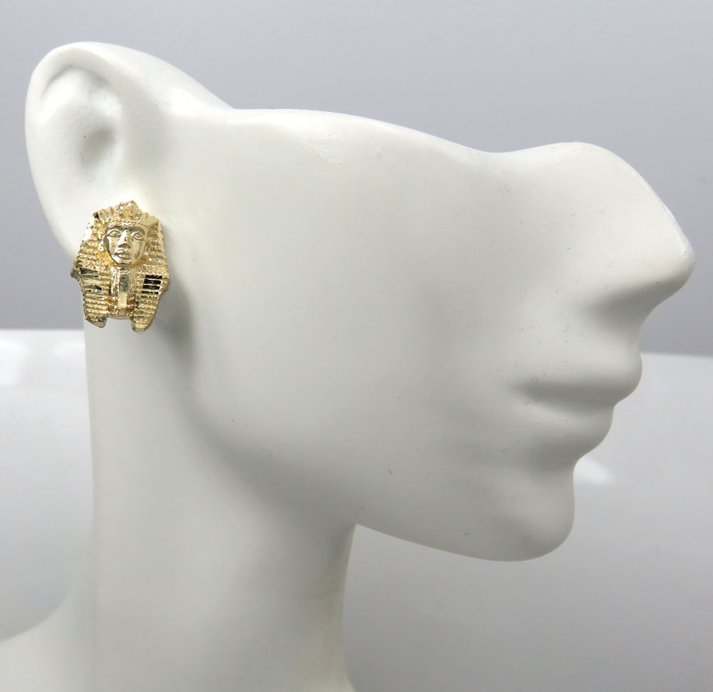 10k yellow gold small king tut earrings  - Image 5