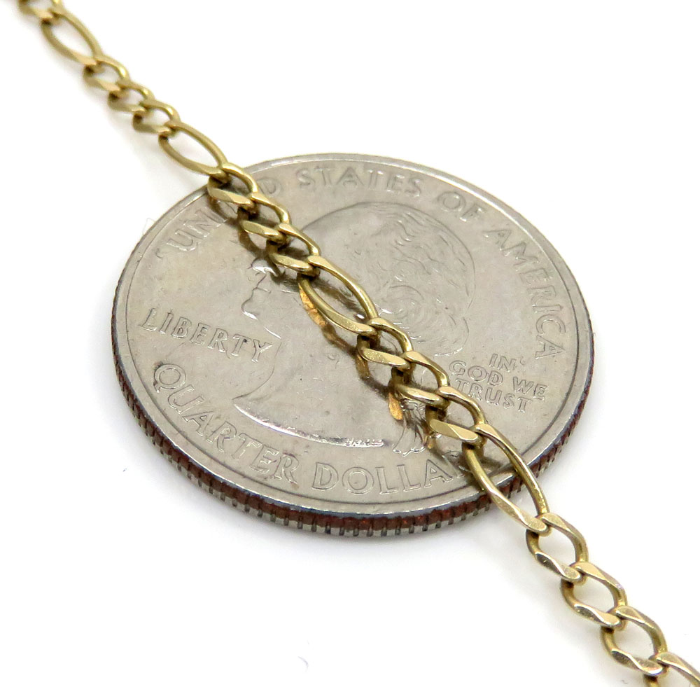 14k yellow gold solid figaro link chain 18 inch 2.60mm