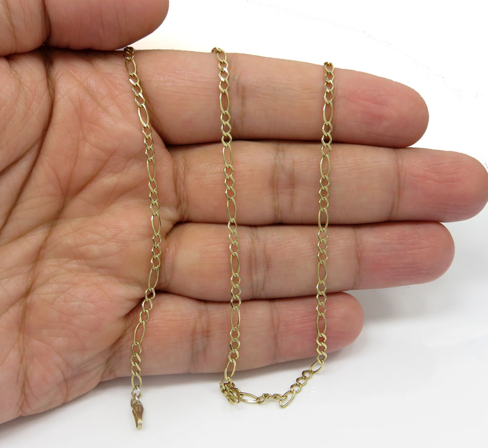 14k yellow gold solid figaro link chain 18 inch 2.60mm
