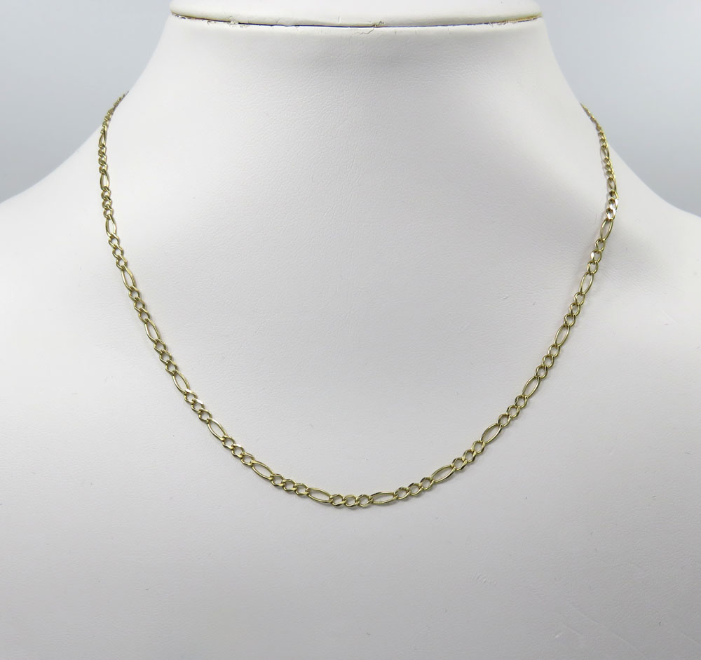 14k yellow gold solid figaro link chain 18 inch 2.60mm