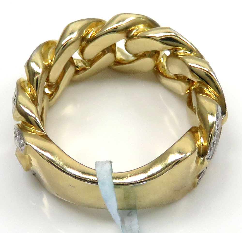 10k yellow gold solid diamond cuban ring 0.89ct