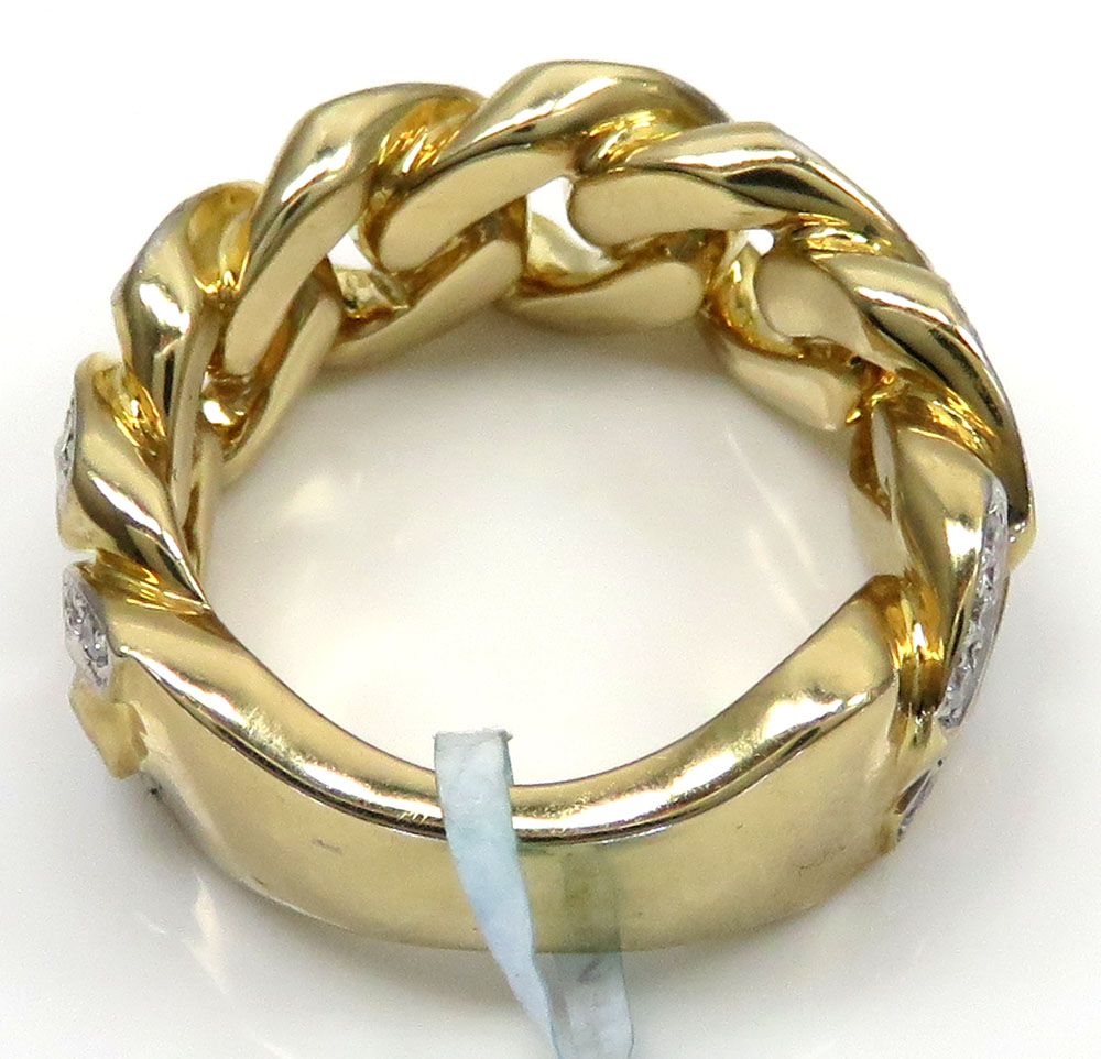 10k yellow gold solid diamond cuban ring 0.89ct - Image 4