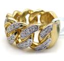 10k yellow gold solid diamond cuban ring 0.89ct