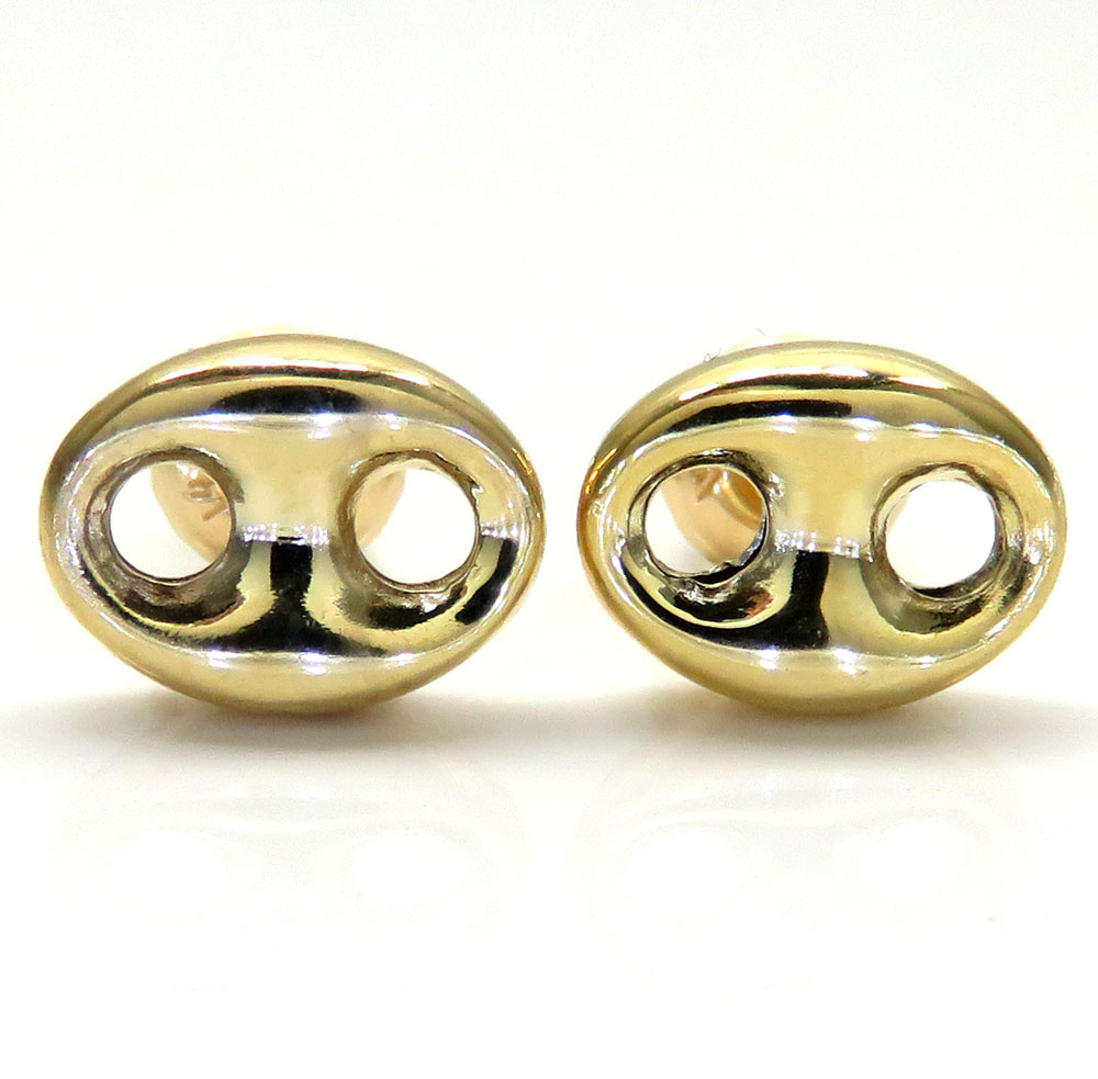 14k yellow gold small 8mm puffed gucci solid earrings - Image 2