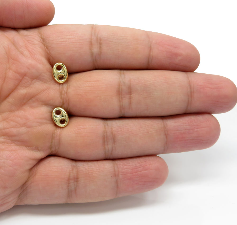 14k yellow gold small 8mm puffed gucci solid earrings