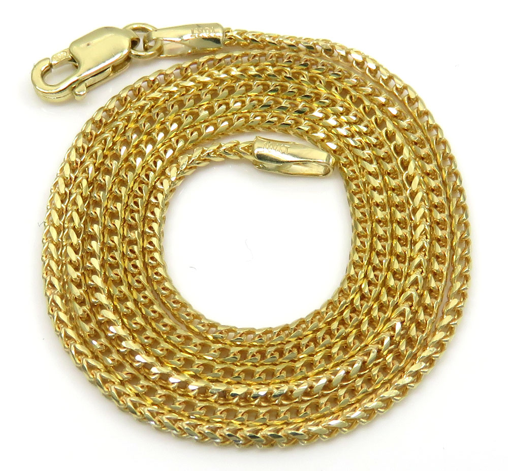10k yellow gold solid skinny franco link chain 18-24 inches 1.5mm