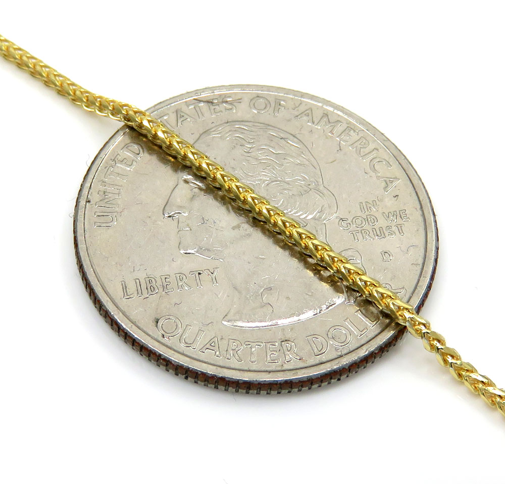 10k yellow gold solid skinny franco link chain 18-24 inches 1.5mm - Image 3