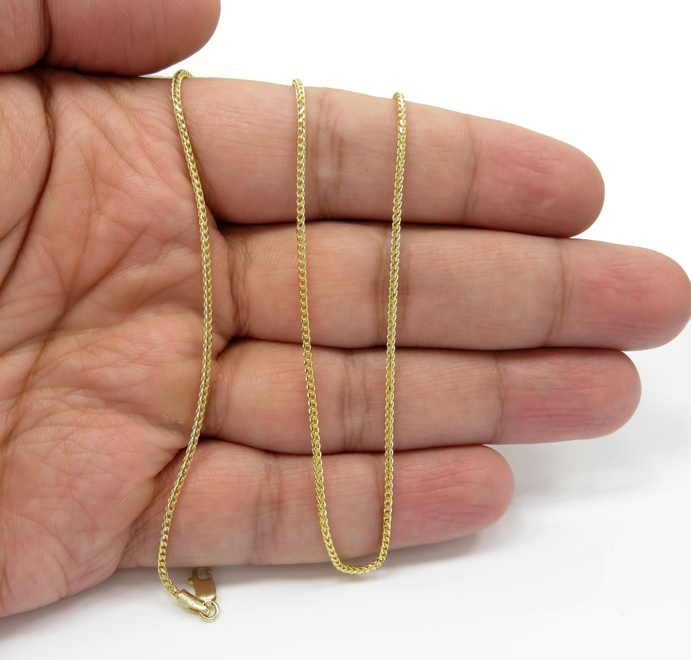 10k yellow gold solid skinny franco link chain 18-24 inches 1.5mm