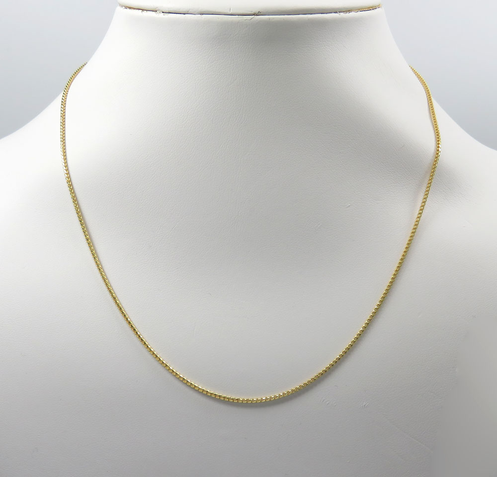 Buy 10k Yellow Gold Solid Skinny Franco Link Chain 18-24 Inches 1.5mm ...