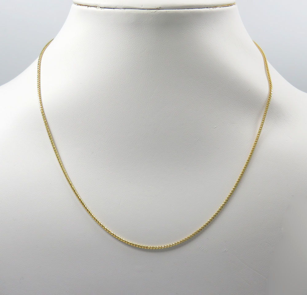 10k yellow gold solid skinny franco link chain 18-24 inches 1.5mm - Image 6