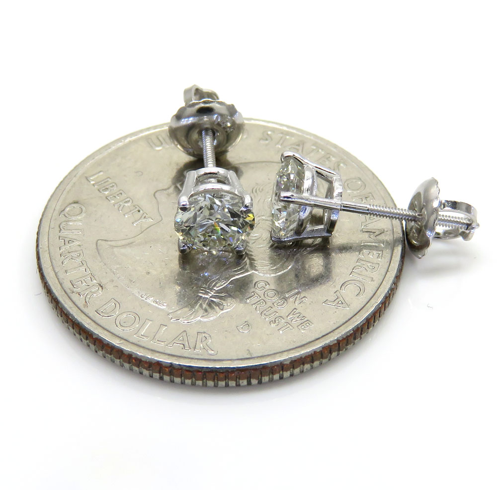 14k white gold vs2 round cut diamond studs earrings 1.00ct - Image 3