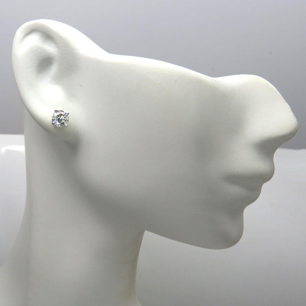 14k white gold vs2 round cut diamond studs earrings 1.00ct - Image 5