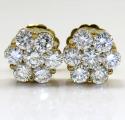 14k gold vs large round diamond cluster earrings 3.00ct