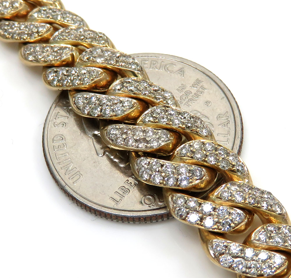10k solid yellow gold thick diamond miami bracelet 8.50 inch 10mm 13.40ct - Image 4