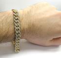 10k solid yellow gold thick diamond miami bracelet 8.50 inch 10mm 13.40ct