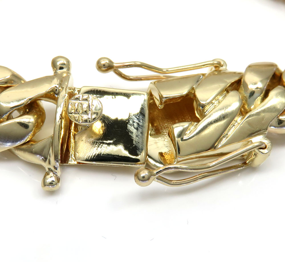 10k yellow gold solid thick miami bracelet 8.75 inches 15mm