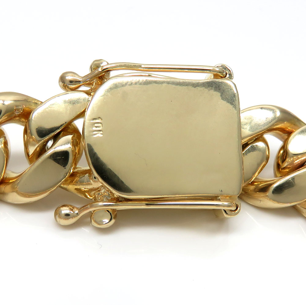 10k yellow gold solid thick miami bracelet 8.75 inches 15mm