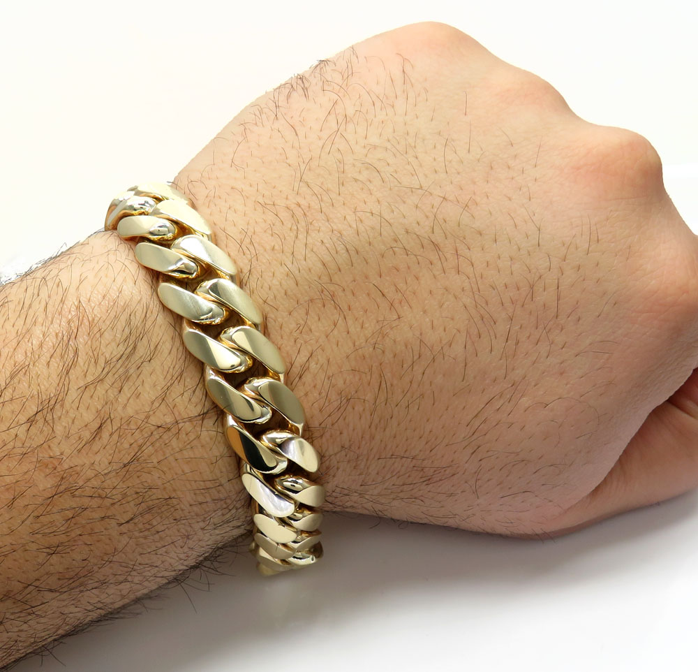 10k yellow gold solid thick miami bracelet 8.75 inches 15mm - Image 6