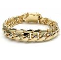 10k yellow gold solid thick miami bracelet 8.75 inches 15mm