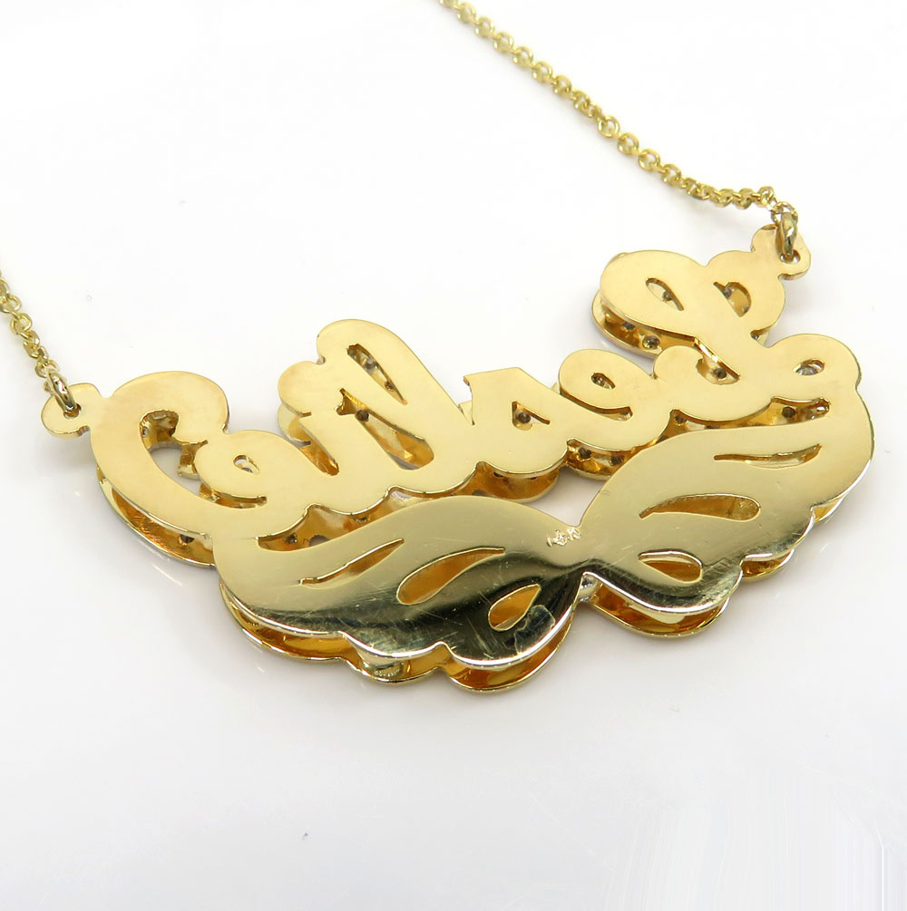 14k gold name clearance plate with diamonds