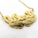 14k two tone gold diamond custom name plate with wings 0.50ct 