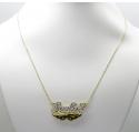 14k two tone gold diamond custom name plate with wings 0.50ct 