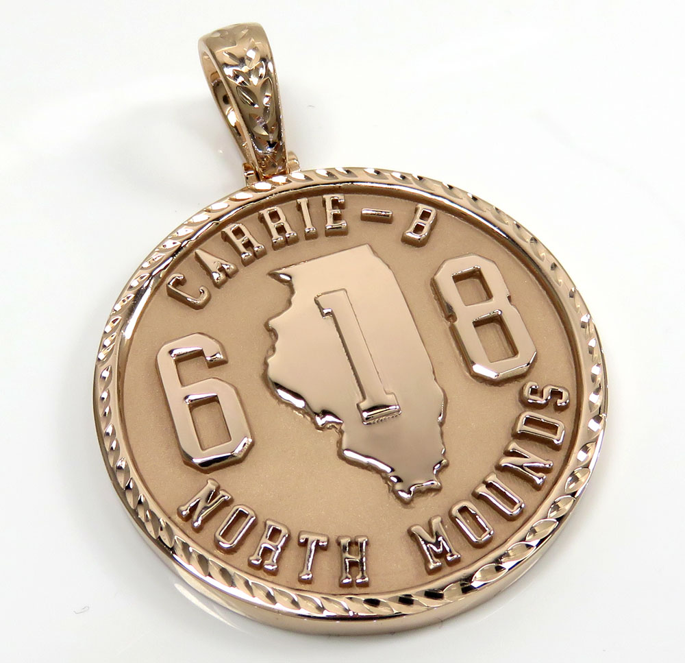 10k gold custom start to finish raised numbers and letters pendant
