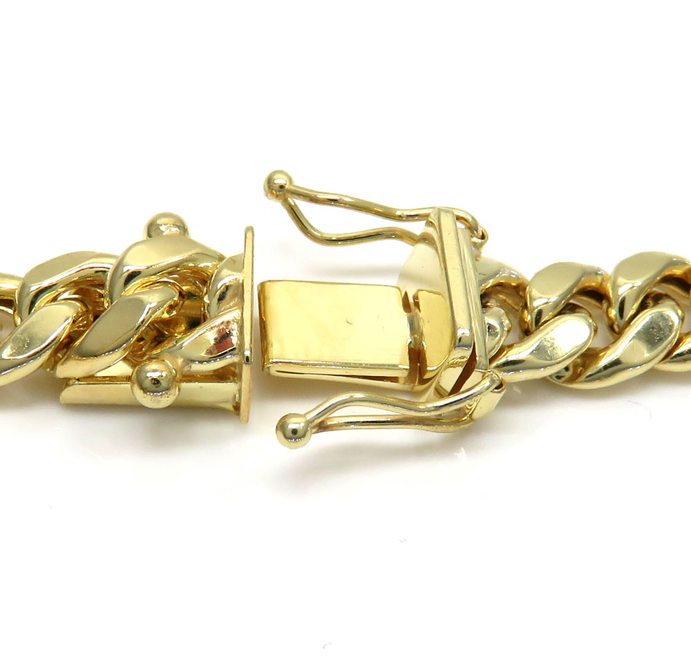 10k yellow gold medium hollow puffed miami bracelet 8 inch 6.70mm