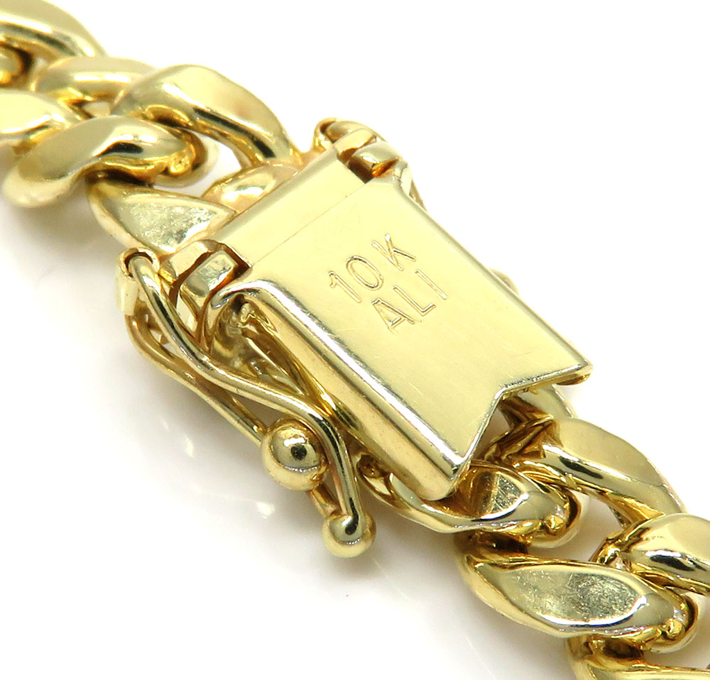 10k yellow gold medium hollow puffed miami bracelet 8 inch 6.70mm - Image 4